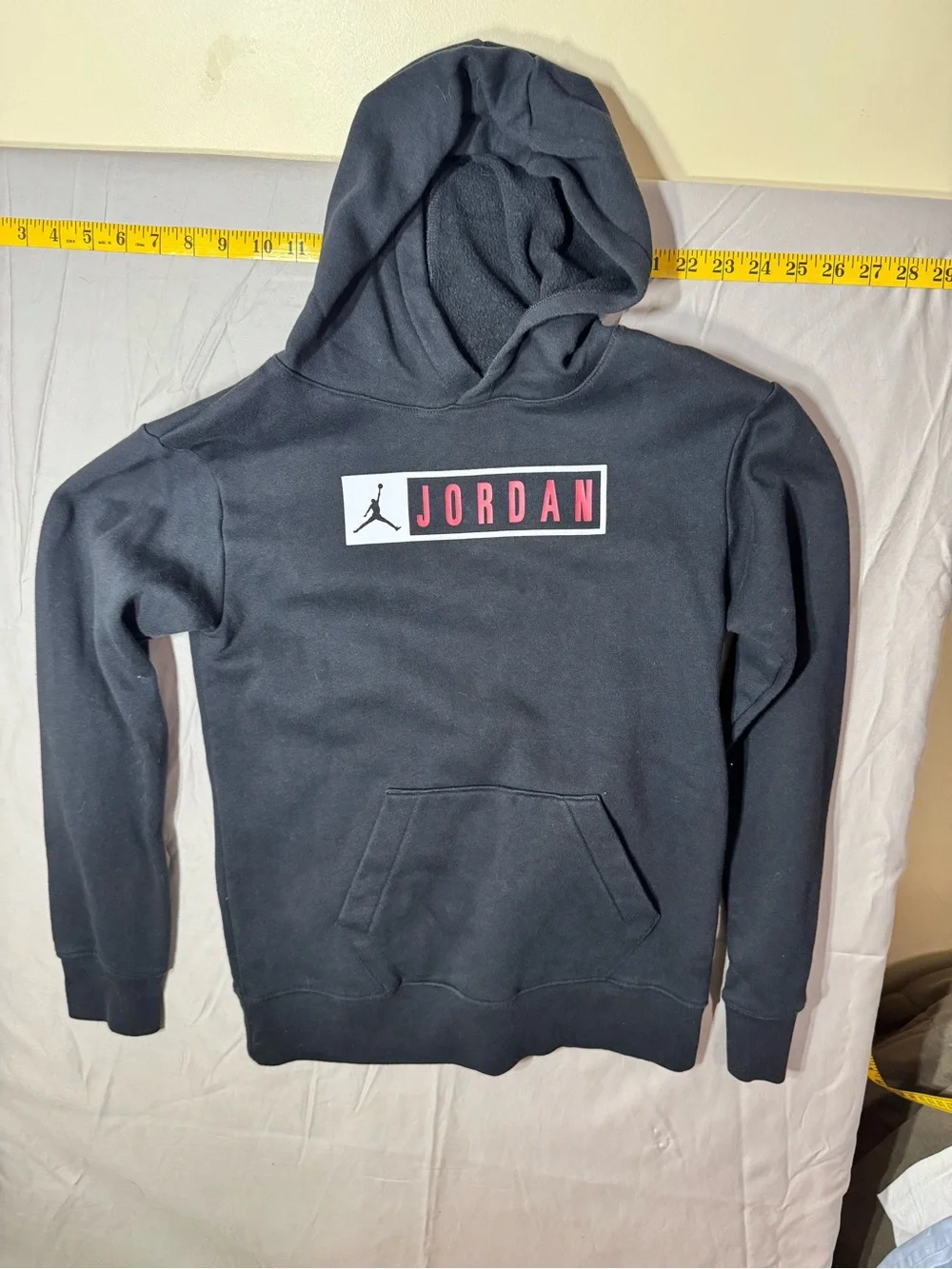 Jordan Black Pullover Hoodie with Red Box Logo